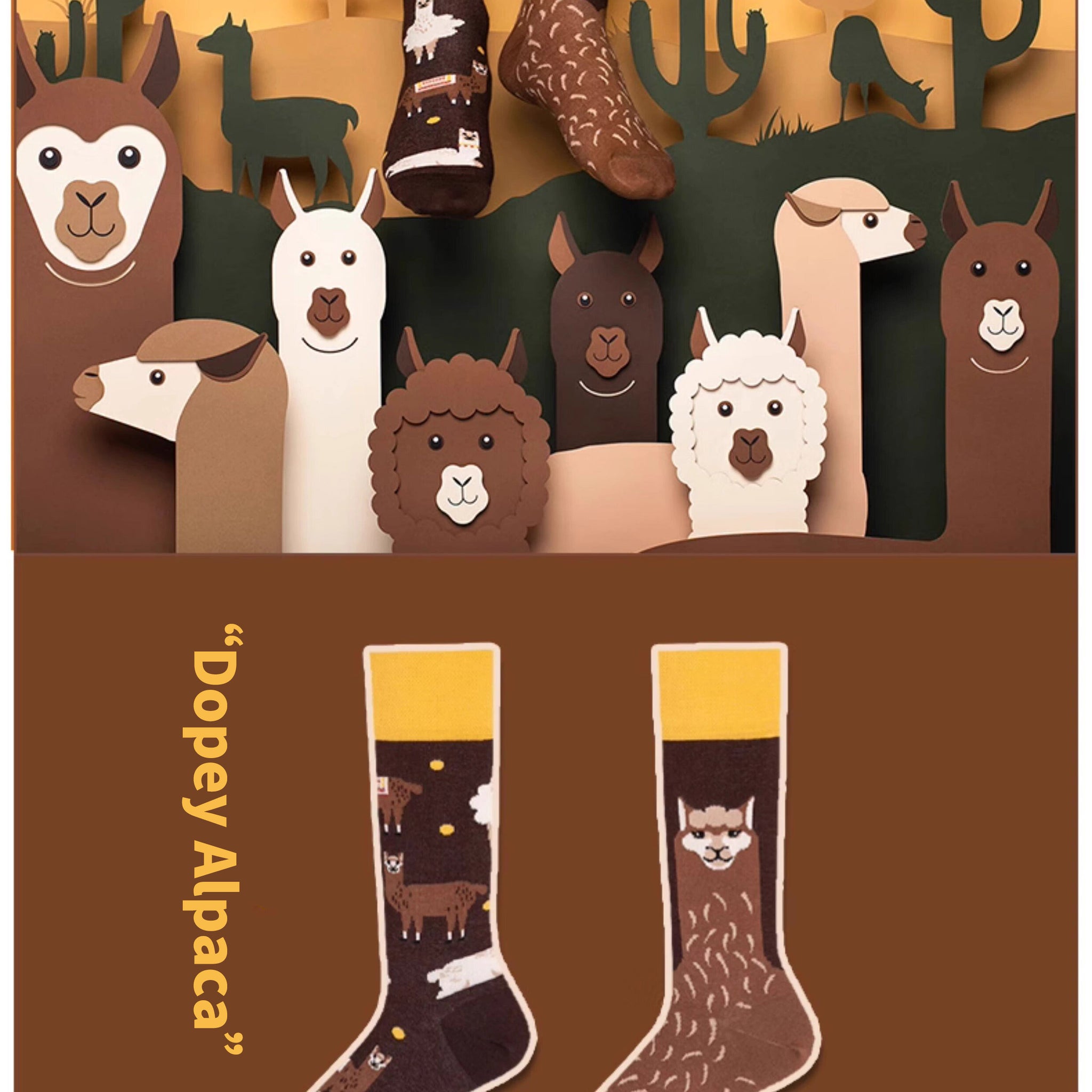 Alpaca pattern cotton socks