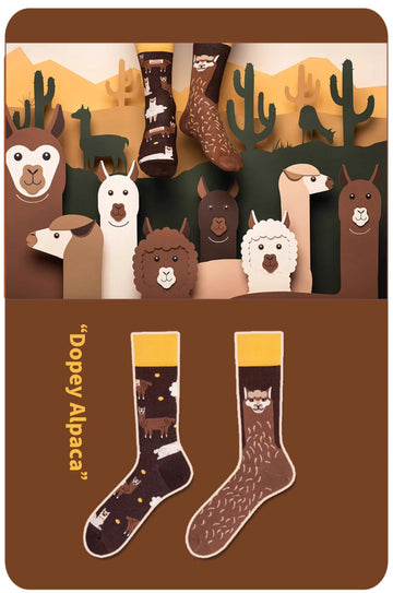 Alpaca pattern cotton socks