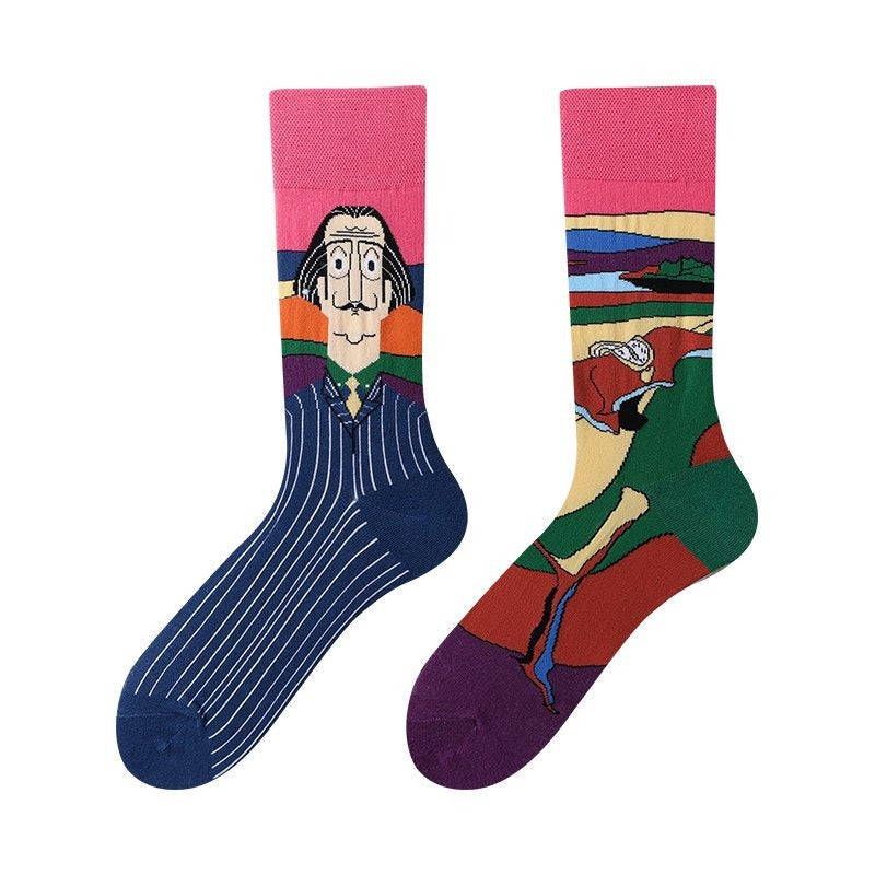 Corny patterned women's cotton socks—breathable and comfortable, they feel like walking through a playful filter. Black and white asymmetrical striped women's mid-calf socks—bold and fashionable, impossible to ignore. Cute alpaca print women's casual socks—soft and skin-friendly, every step feels a little therapeutic. Colorful polka dot women's ankle socks—easy to match, like fireworks around the ankle.
