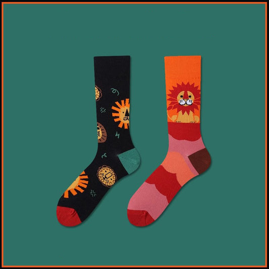 Elephant pattern crew socks with cute animal design, made of soft cotton, perfect for daily wear and creative gifting.